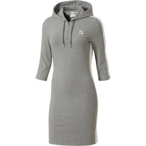 NWT Puma 3/4 sleeve hoodie dress heather/white S